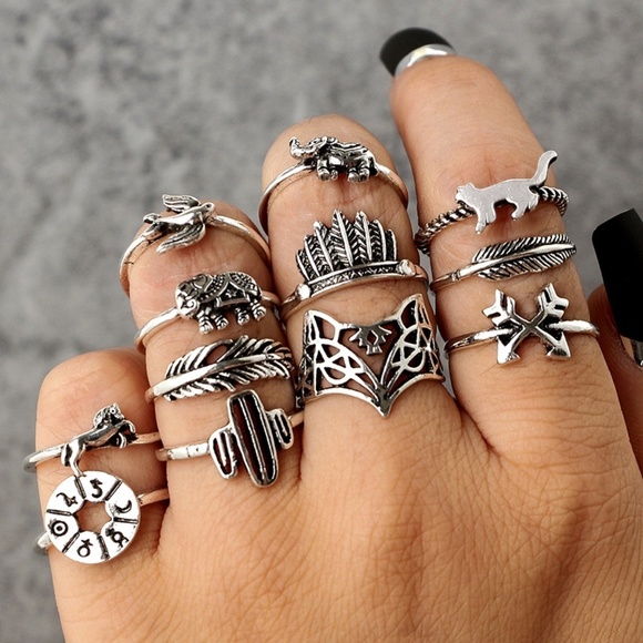 **SUNNIVA* 12-Pc Silver Animal Fashion Ring Set - Picture 3 of 10